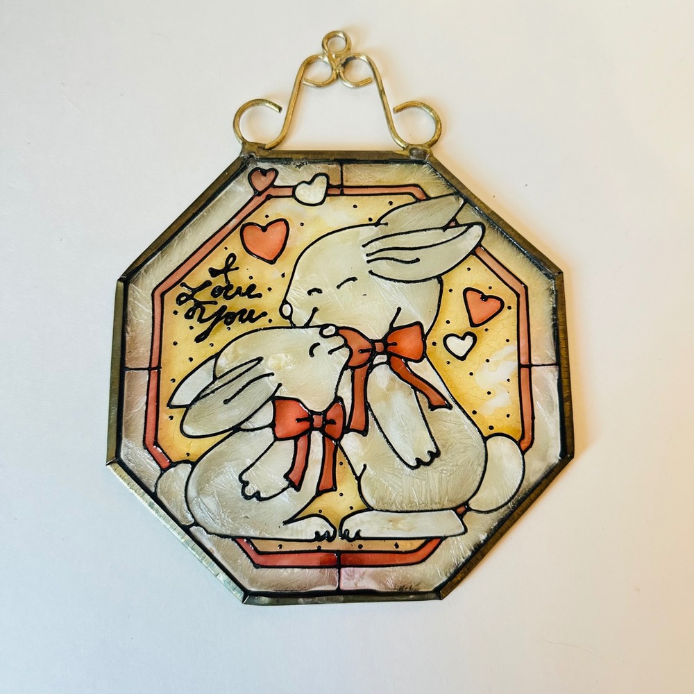 Vintage I Love You Bunny Suncatcher Octagon Stained Glass Window Decor
Korea